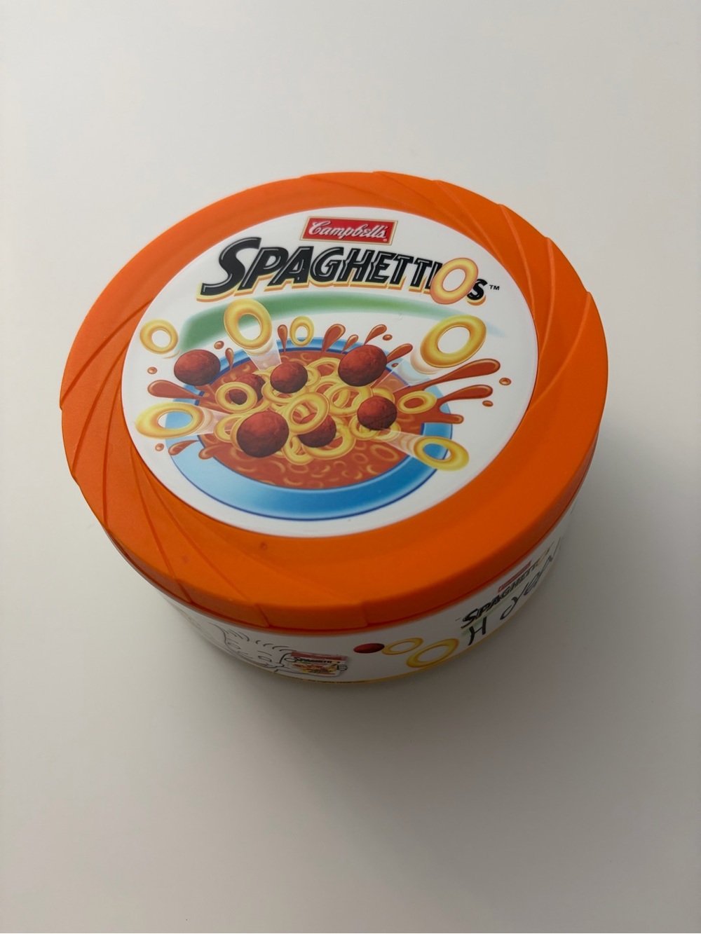 2010 Campbell's Spaghettios Orange Food Storage Container Bowl w/ Twist Lid 10oz